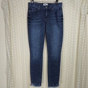 Paige Verdugo Ankle Dark Wash Skinny Jeans Distressed Hem Size 28
